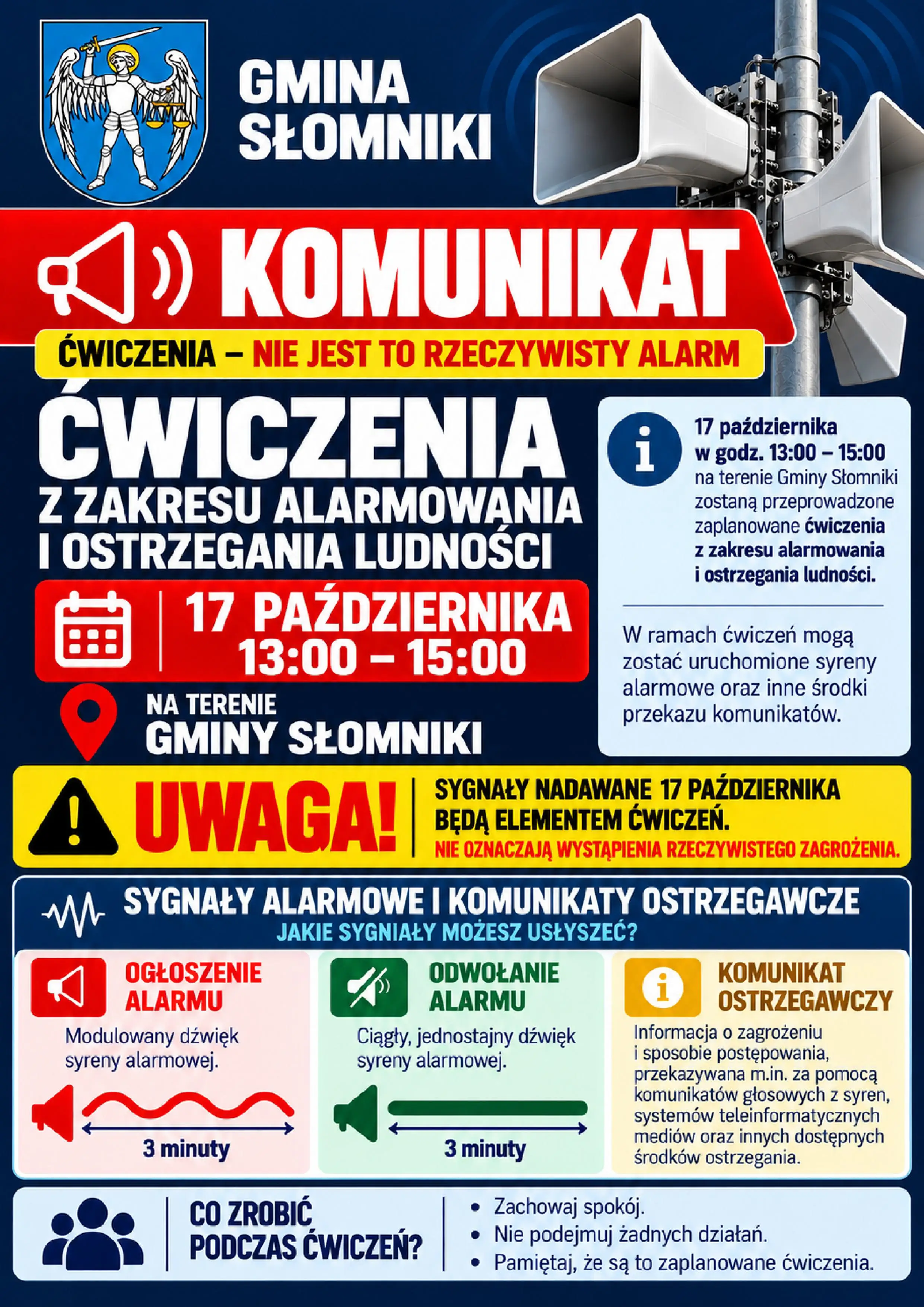 Ćwiczenia z zakresu alarmowania i ostrzegania ludności – Gmina Słomniki